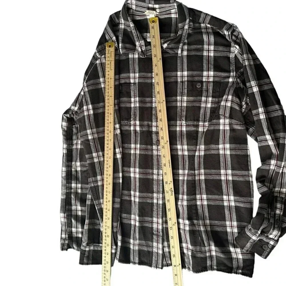 Duluth Trading Co womens flannel button-up long sleeve shirt size XL brown plaid - Picture 4 of 9